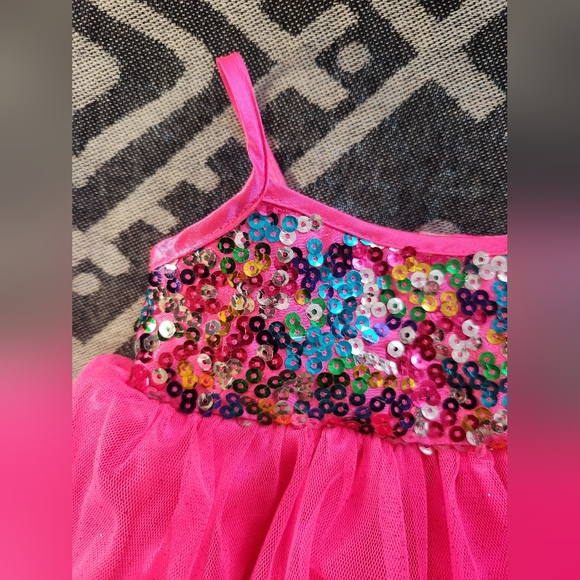 Build A Bear Build-A-Bear BABW Pink Dress Multi Color Sequins Bodice Tulle Skirt - Picture 5 of 11